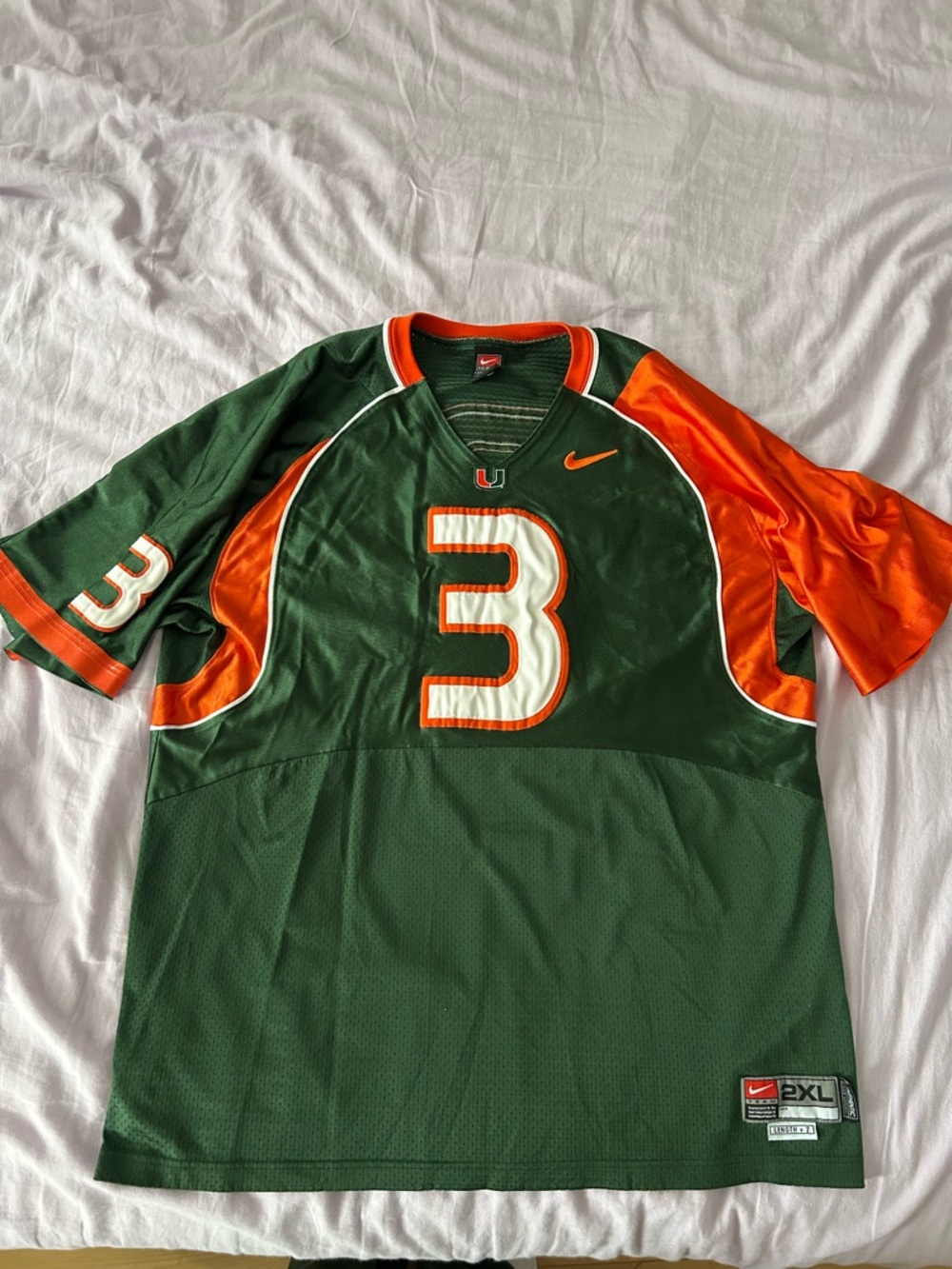 Green & Orange Miami Hurricanes Football Jersey